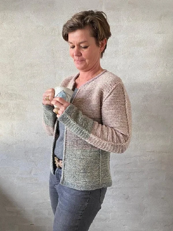 elegant waterfall cashmere cardigan -Tweedie jacket by Hanne Falkenberg, No 20 knitting kit (5 colors)