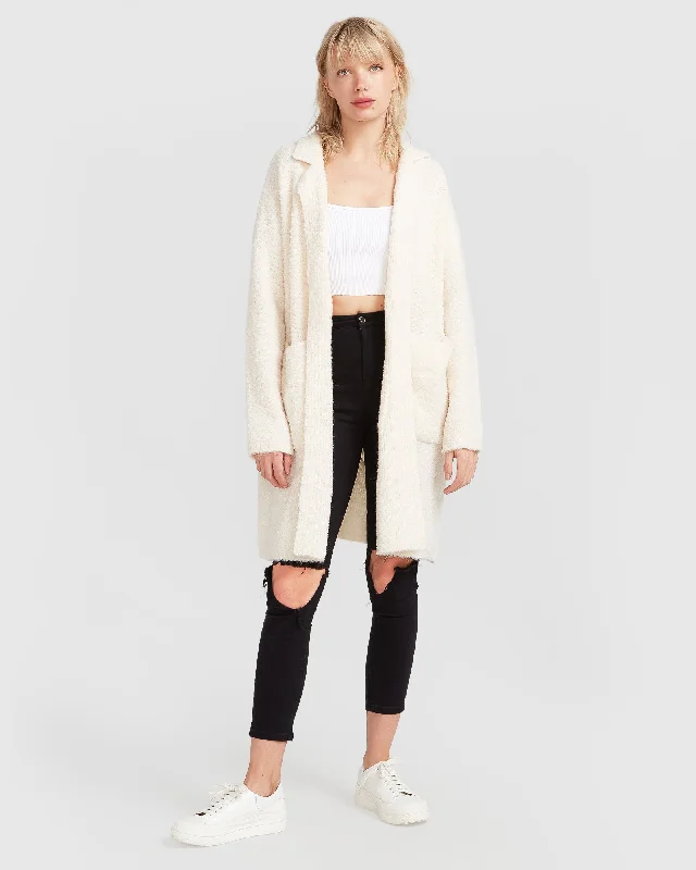 warm cashmere merino cardigan -Days Go By Sustainable Blazer Cardigan - Cream