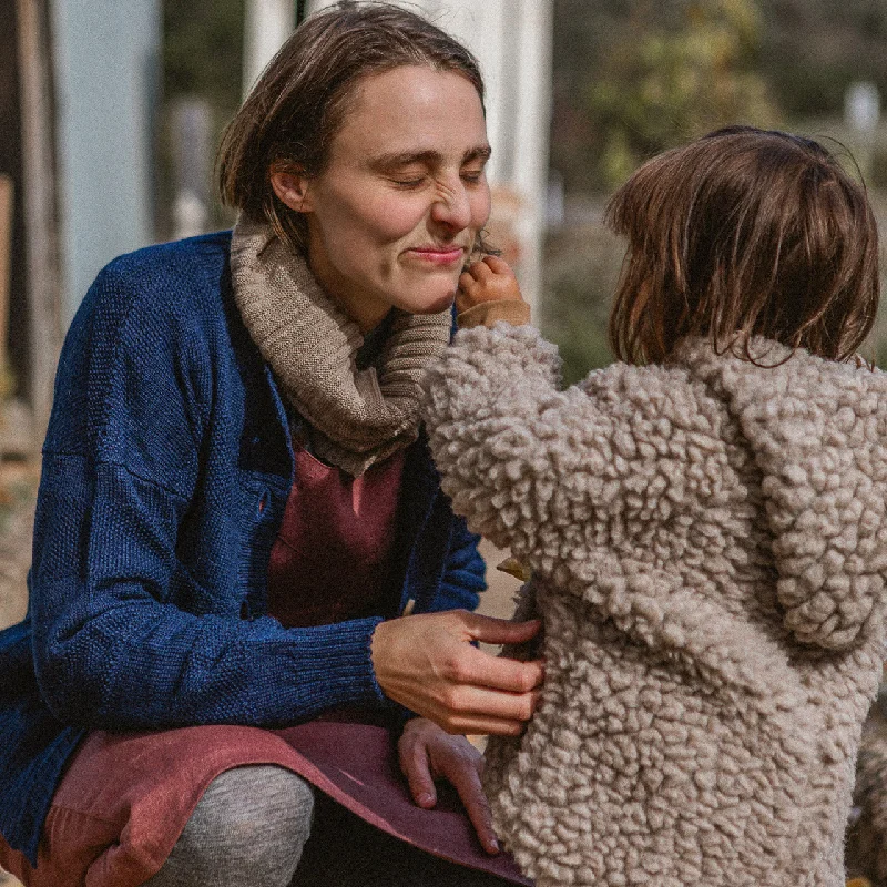 bold geometric merino cardigan -Everyday Cardigan - Alpaca/Merino - French Navy (9-12y+ Women 8-12)