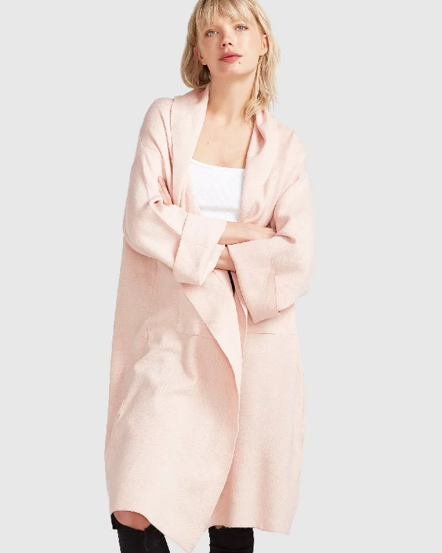 vintage high neck cashmere cardigan -Hold The Line Coatigan - Pale Pink