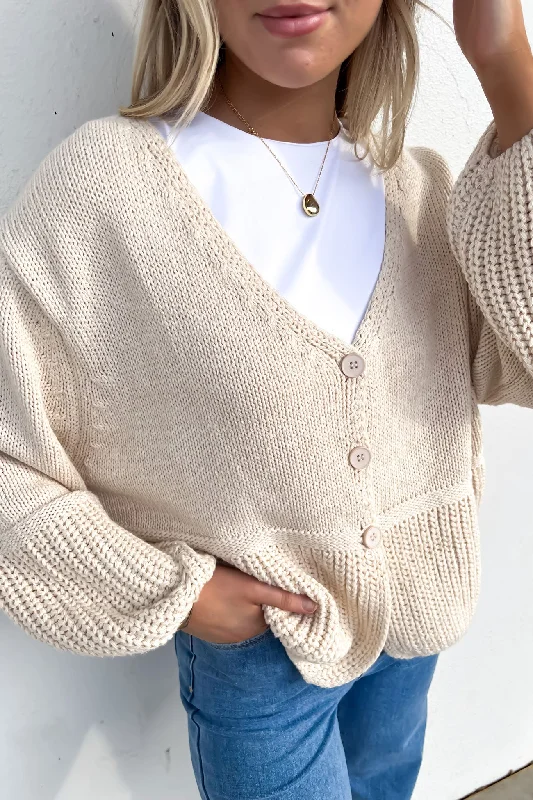 warm wool blend cashmere cardigan -June Cardigan Cream