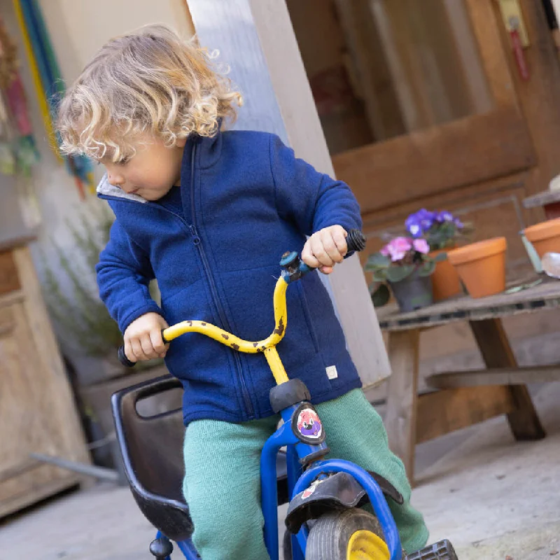 durable tweed merino cardigan -Light Boiled Merino Wool Zip Jacket - Navy (1-10y)