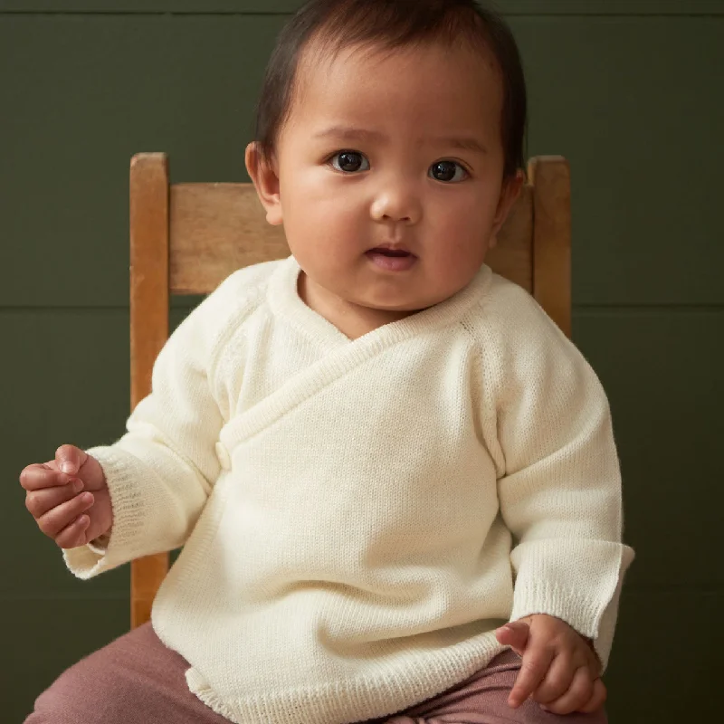 stylish cocoon cashmere cardigan -Baby Kimono Jacket - 100% Organic Merino - Natural (0-12m)