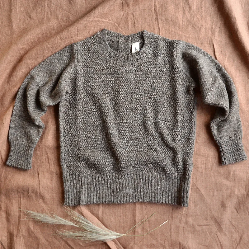 casual open front cardigan -Moss Stitch Jumper - Alpaca/Merino - Cedar (18m-8y)