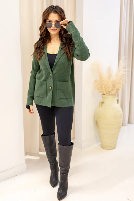 sustainable cotton cashmere cardigan -NEW CARMEN CARDIGAN (GREEN)