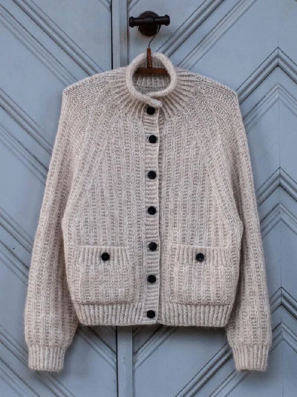 durable tweed cardigan -Ribbed Raglan cardigan by Anne Ventzel in Önling No 2 + Silk mohair yarn kit (ex pattern)