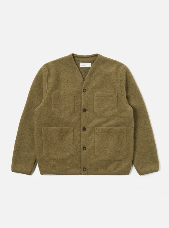 lightweight jersey cardigan -Universal Works Cardigan in Lovat Wool Fleece