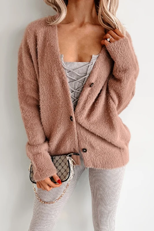 premium merino wool cardigan -DOORBUSTER What Could Be Better Fuzzy Cardigan (Mauve)