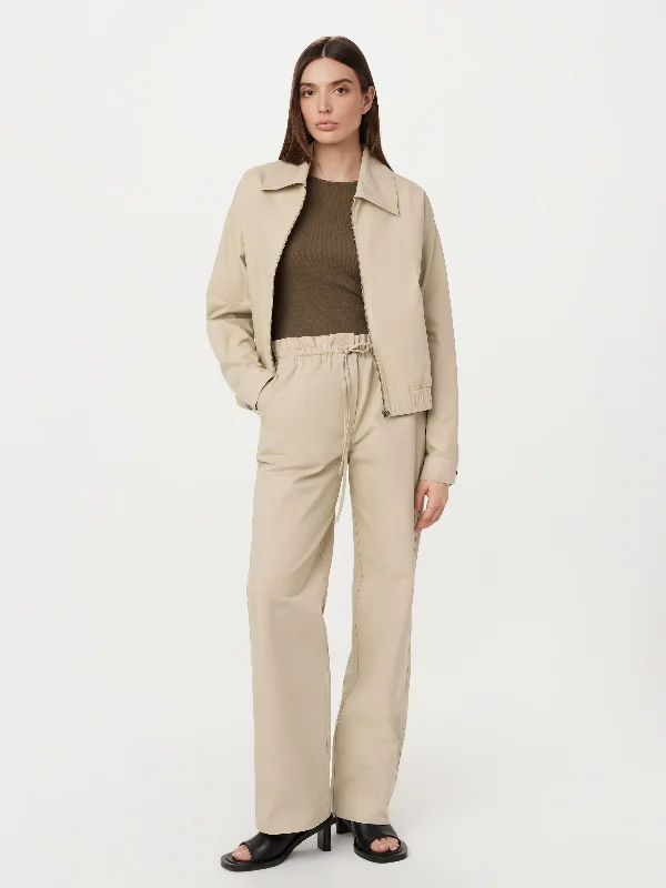 pleated front pants -The Annie Paper Bag Loose Pant in Light Beige