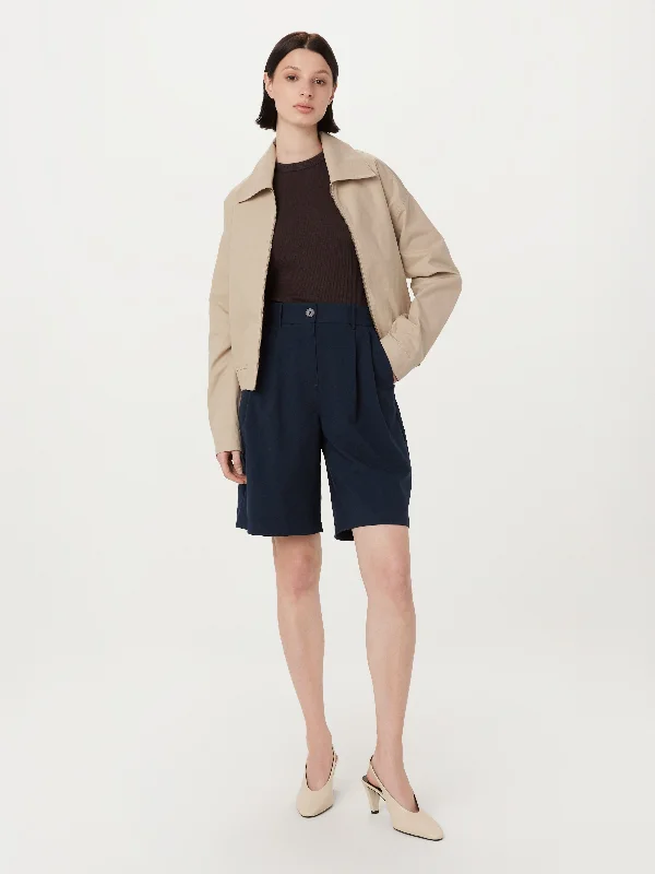 straight leg jeans pants -The Celine Bermuda Short in Space Blue