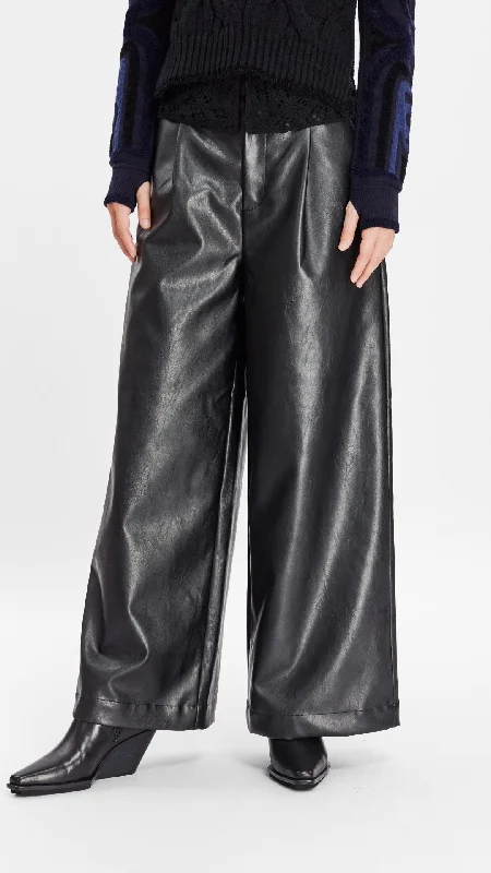 premium wool dress pants -Faux Leather Pants