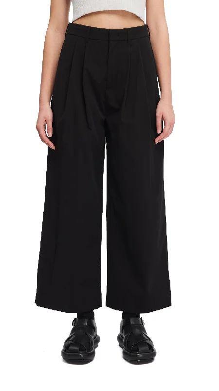 stretch twill pants -Straight Pants