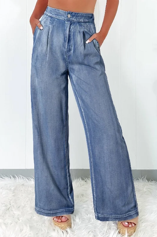 tailored wool slim pants -Acid Wash Wide Leg High Waist Jeans In Dusk Blue