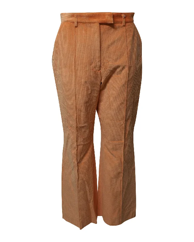 high waisted linen wide leg slim pants -Acne Studios Flared Hem Pants in Orange Corduroy