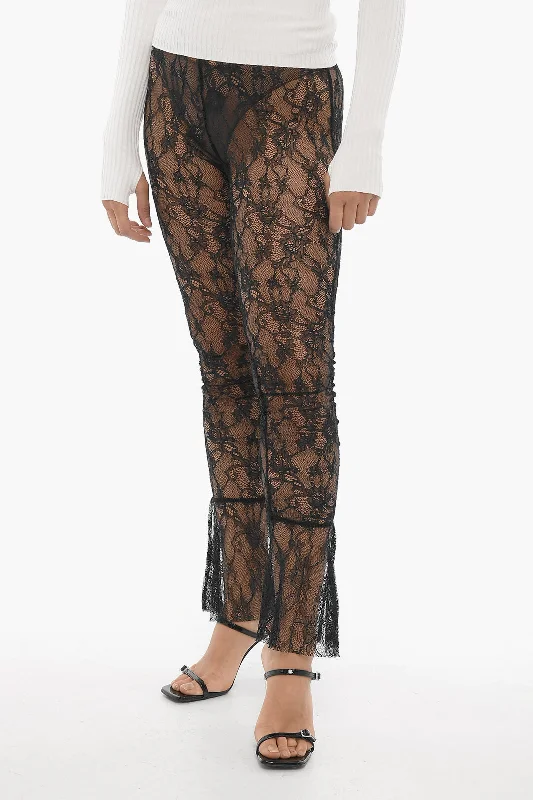 slim cargo straight pants -Adriana Hot Couture Macrame' Lace Sheer Pants