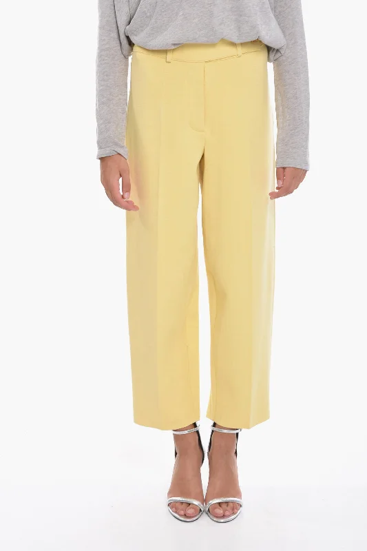 elegant satin dress pants -Aeron Cropped MADELEINE Trousers with High Waist