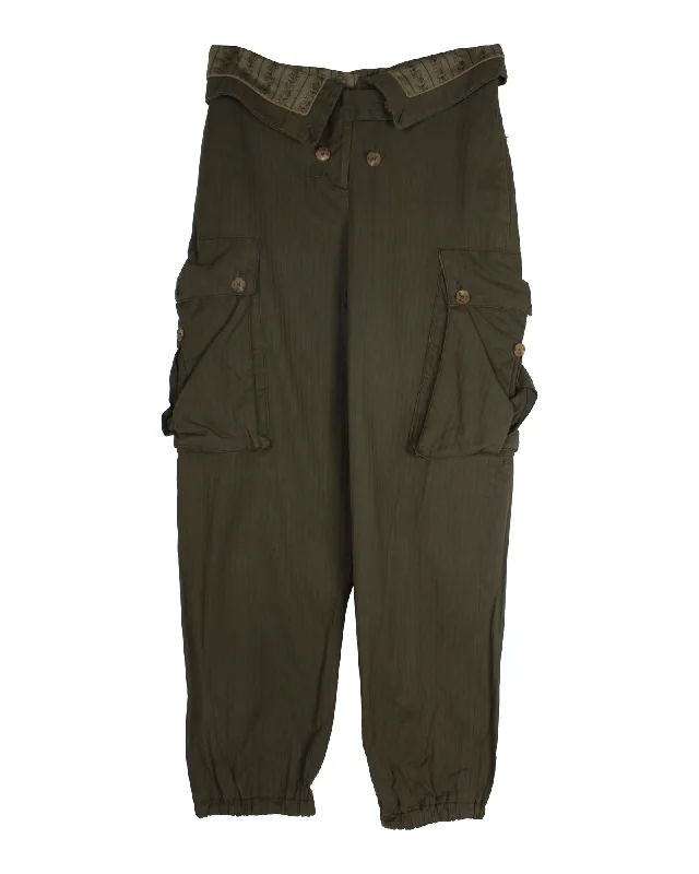 slim cargo straight leg slim fit pants -Alexander Mcqueen Vintage Stylized Cargo Pants in Olive Green Cotton