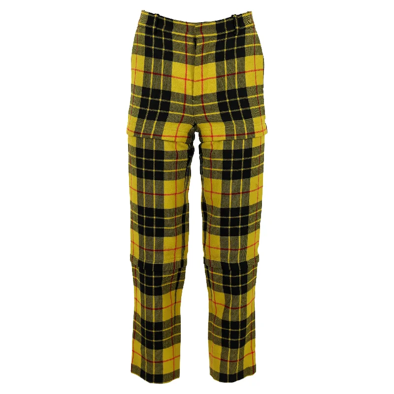 casual straight leg jeans slim pants -Balenciaga Tartan Wool Straight-Leg Pants in Yellow Wool