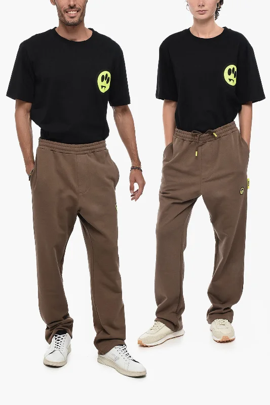 trendy track pants -Barrow Brushed Cotton UNISEX Joggers with Contrasting Logo