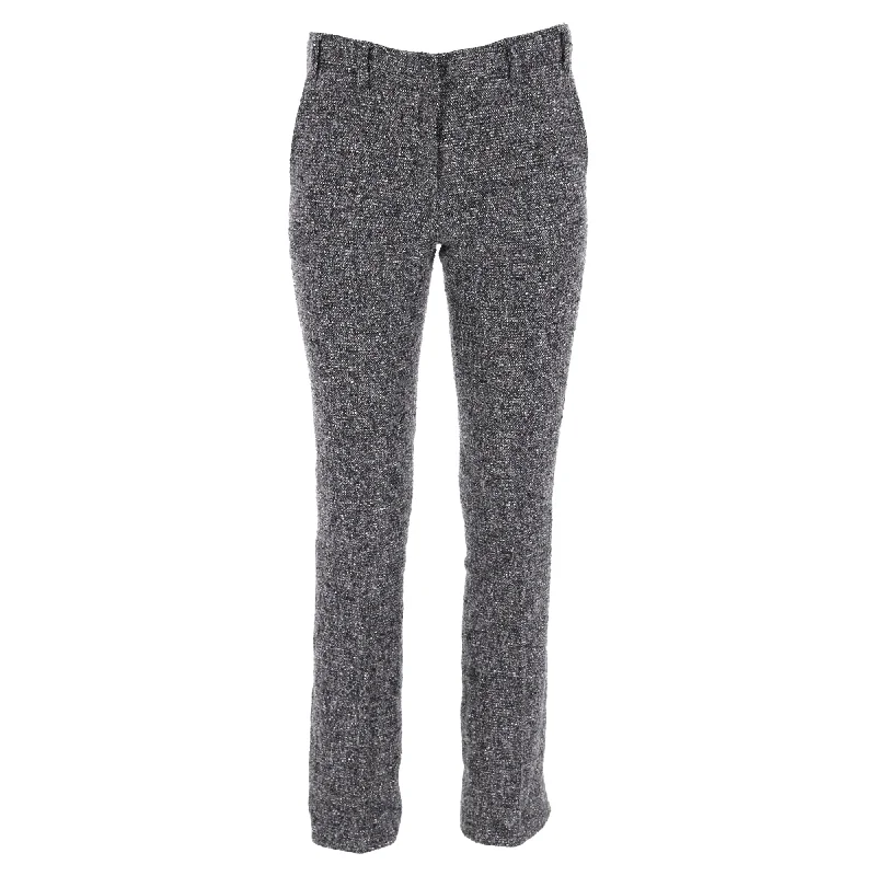 comfy sleep lounge straight pants -Burberry London Slim-Fit Tweed Trousers in Grey Polyester