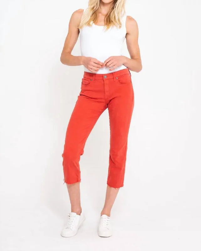 comfortable sweat pants -Byron Crop Straight Jeans In Watermelon