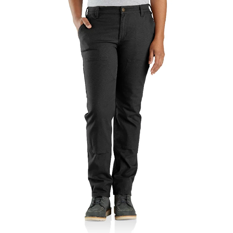 trendy mom jeans pants -Carhartt Women's Rugged Flex® Double-Front Canvas Pant_Black