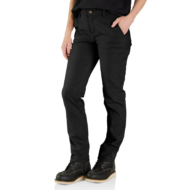 chic satin pants -Carhartt Women's Rugged Flex® Relaxed Fit Canvas Work Pant_Black