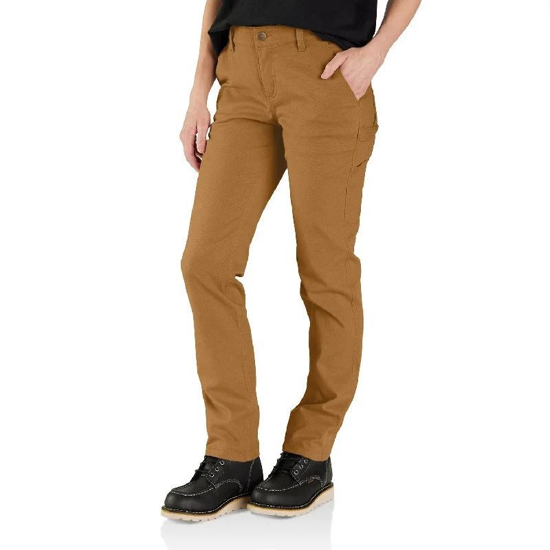 tailored straight leg slim pants -Carhartt Women's Rugged Flex® Relaxed Fit Canvas Work Pant_Carhartt Brown