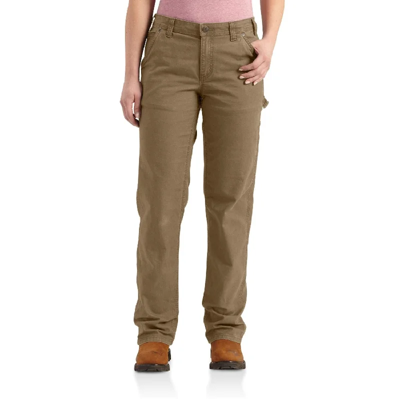 warm fleece-lined jogger chino straight pants -Carhartt Women's Rugged Flex® Loose Fit Crawford Pant_Yukon