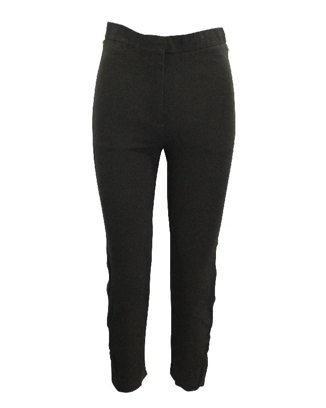 versatile hybrid travel slim fit pants -Celine Zip Up Detailed Slim Fit Pants in Black Silk