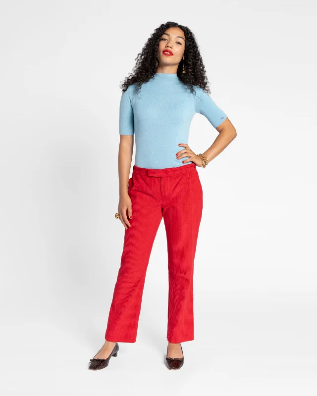 warm thermal skinny jeans pants -Chloe Corduroy Pant Red