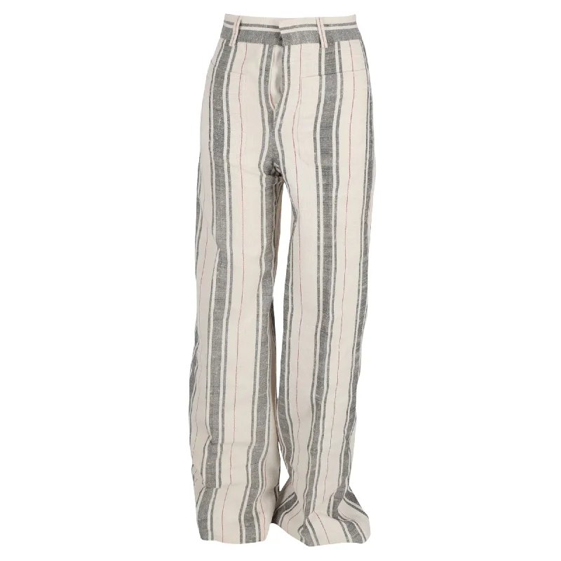 sustainable cotton wide pants -Christian Dior Pin Stripe Pants in Ivory Cotton