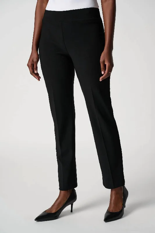 premium twill pants -Contour Waistband Slim Pants Style In Black