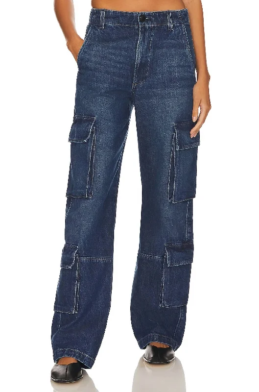 elegant palazzo pants -Delena Denim Cargo Jean In Alma