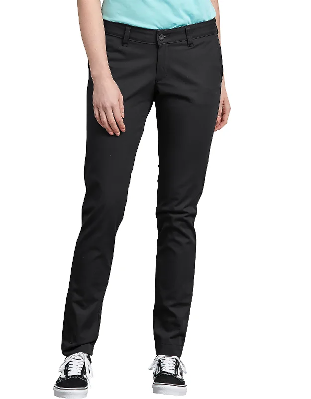 bold striped track jogger chino pants -Dickies Women's Skinny Fit Stretch Twill Pant