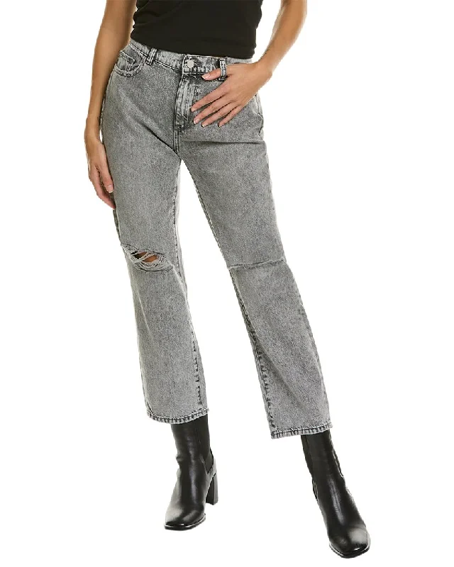 vintage flare pants -DL1961 Patti High-Rise Vintage Chalk Distressed Ankle Straight Jean