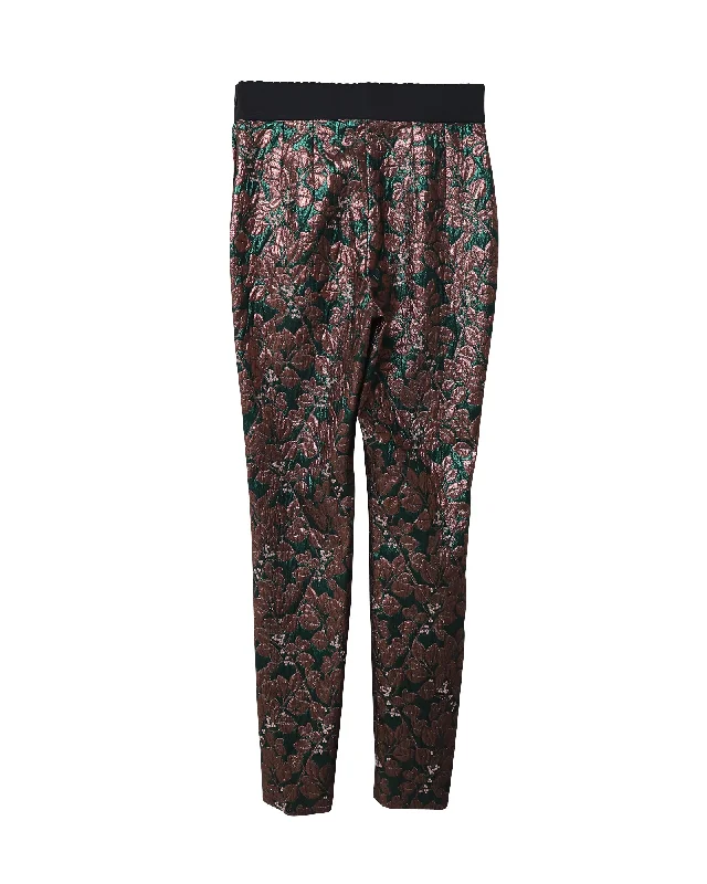 versatile hybrid travel slim fit straight pants -Dolce & Gabbana Iridescent Brocade Cigarette Pants in Multicolor Polyester