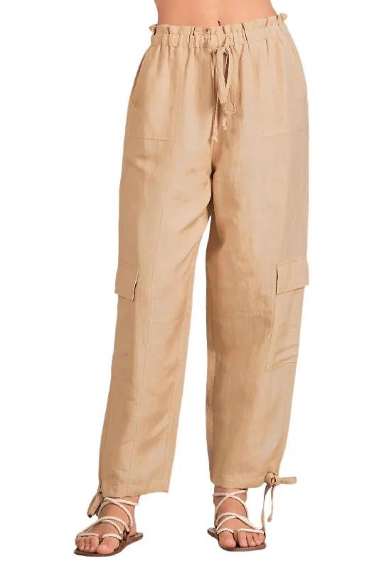 tailored wool pants -Drawstring Cargo Pants In Taupe