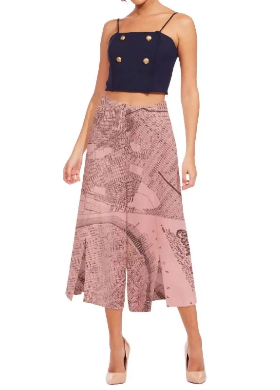 organic hemp lounge wide leg slim pants -Duval California Map Pant In Pink Map