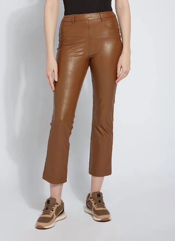 flared yoga pants -Earthen Leather Pant In Dark Camel