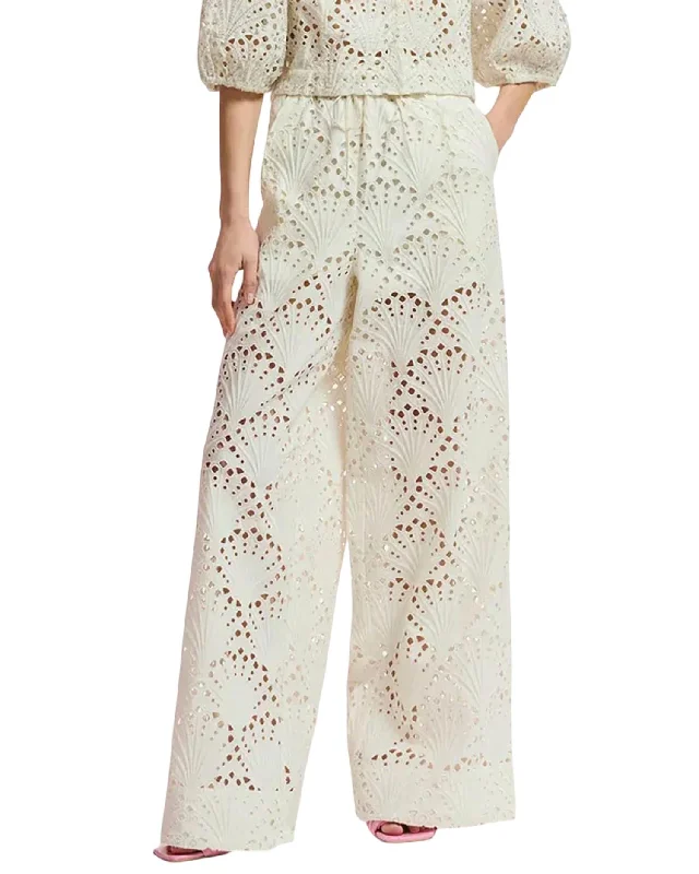 organic hemp lounge wide leg slim pants -Fab Pants In Off White