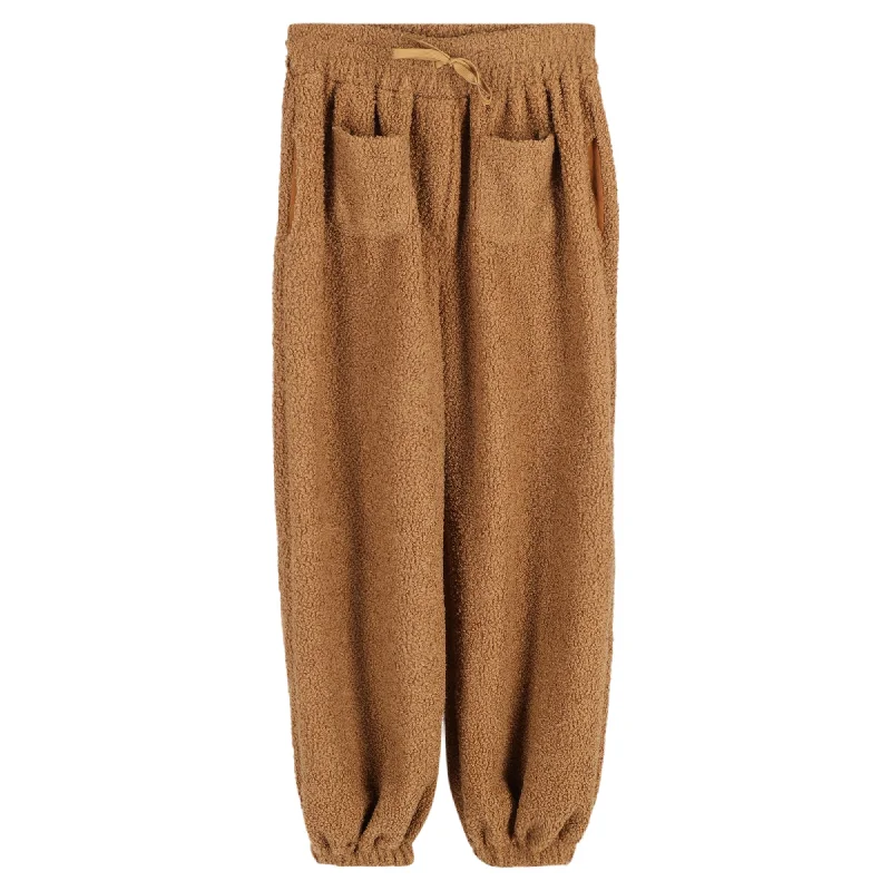 stretch leggings slim pants -Frankie Shop Fuzzy Sweatpants in Brown Polyester