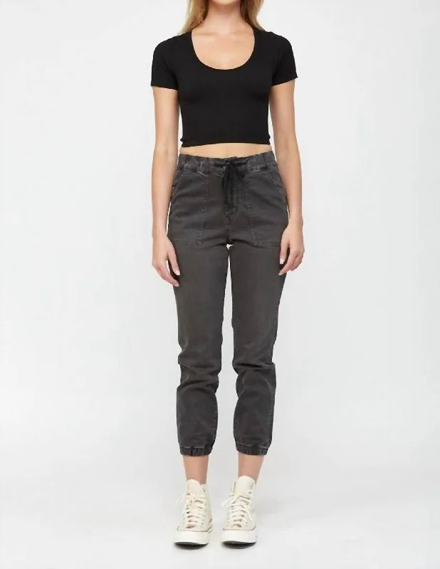 breathable linen jogger pants -High Rise Jogger Crop Jean In Pickle