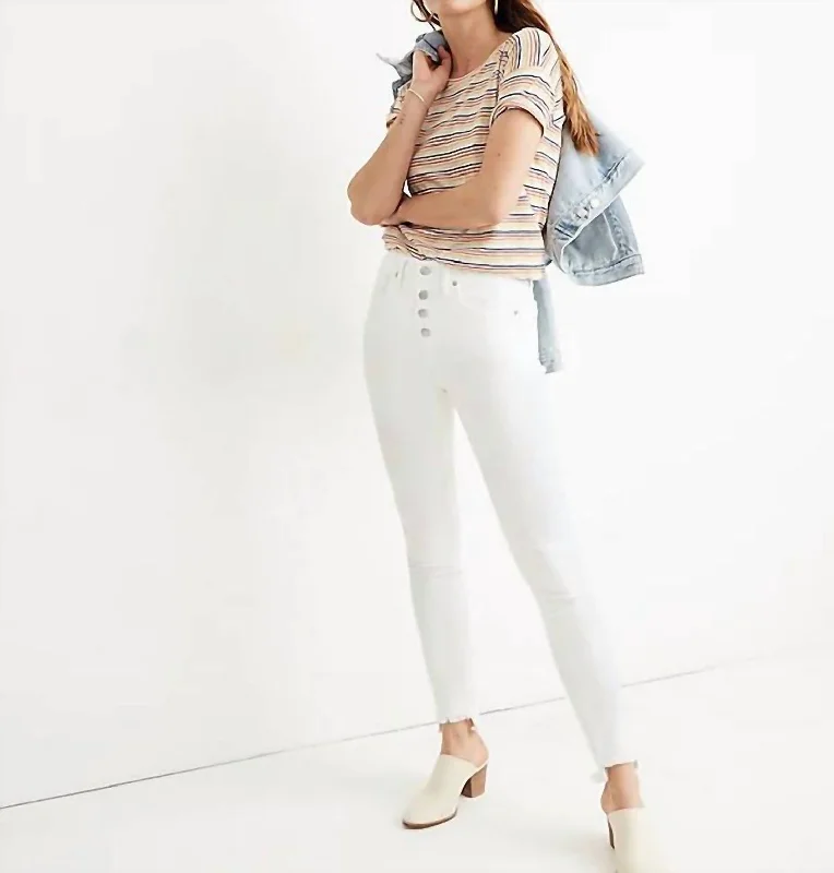 stretchy twill pants -High Rise Skinny Jeans In White