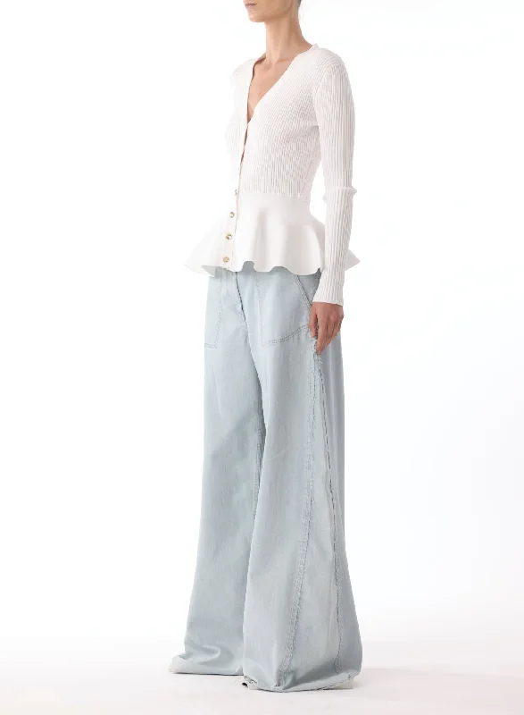 elegant palazzo pants -High Rise Wide Leg Jeans W/ Raw Hem