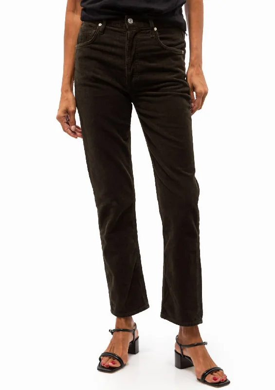 soft modal lounge straight leg slim pants -Jolene High Rise Vintage Slim Jeans In Kelp