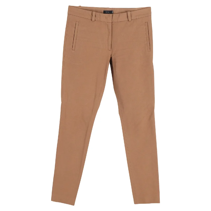 tailored wool slim pants -Joseph Midrise Skinny Trousers in Brown Cotton