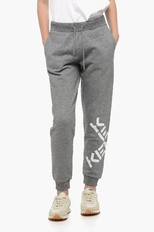 trendy paperbag pants -Kenzo Cotton Blend SPORT CLASSIC Printed Sweatpants