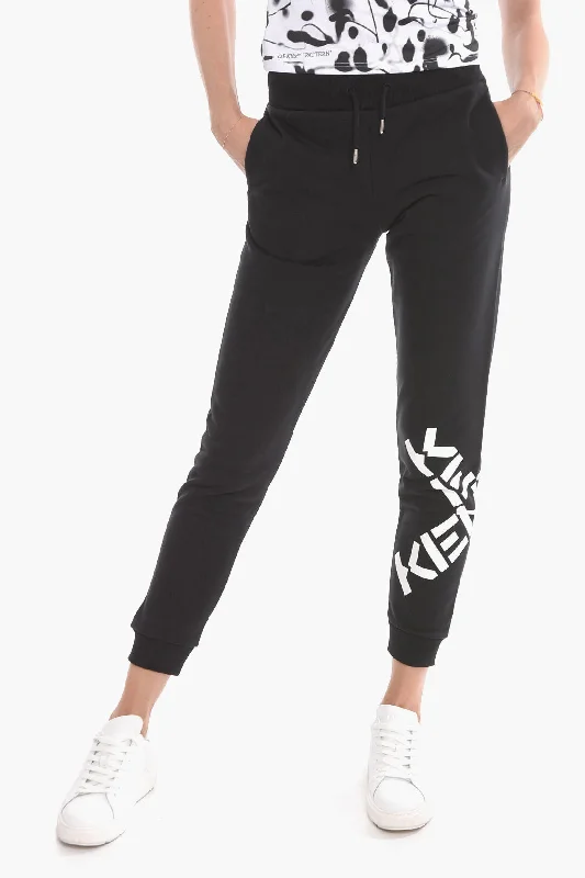 comfy sleep lounge straight leg pants -Kenzo Printed logo Joggers With drawstrings