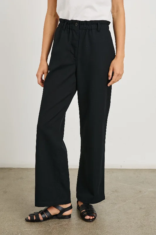 elegant satin dress wide leg pants -LIRA PANT - BLACK